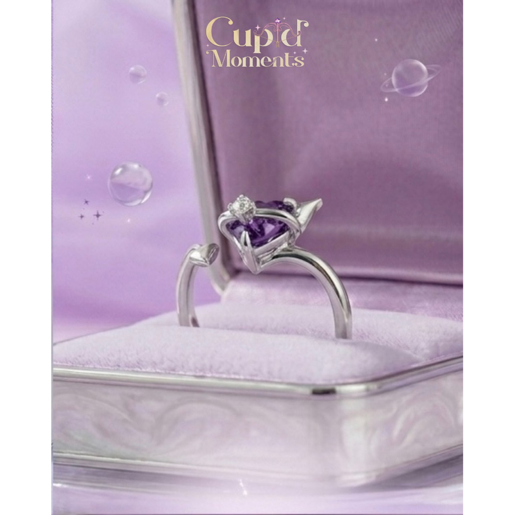 (เงินแท้ S925) Kuromi Saturn Devil Ring แหวนปรับขนาดได้คุโรมิดาวเสาร์