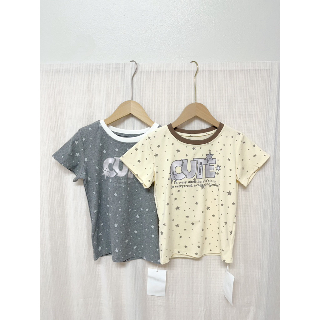 เสื้อยืดพิมพ์ลายดาว สกรีน cute ⭐️