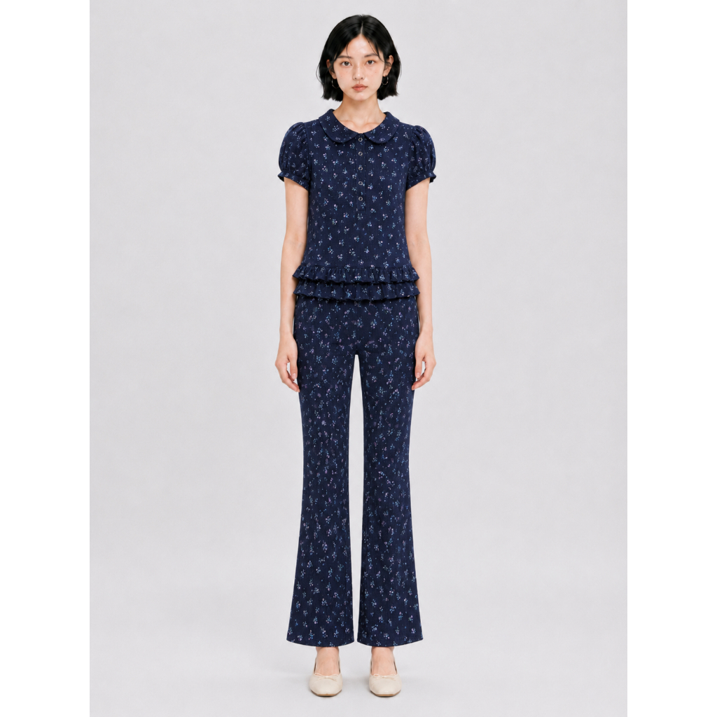 ÉTOILE BNK MOLLY BLOOM TOP เสื้อแขนตุ๊กตา คอปกบัว ดีเทลระบาย 2 ชั้นสุดคิ้ว