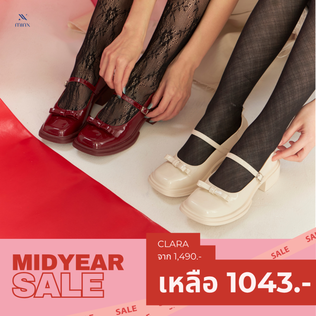 Minx รุ่น Clara รองเท้า maryjane หัวเหลี่ยม หนังแก้ว minxshoes