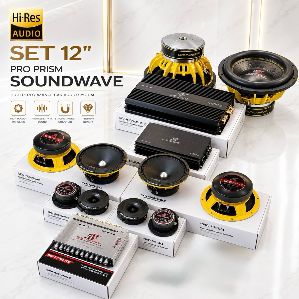 ชุดเครื่องเสียงรถยนต์ 12นิ้ว SET 12นิ้ว PRO Prism SOUNDWAVE HIEND เครื่องเสียงรถยนต์ , เครื่องเสียงรถ , เพาเวอร์แอมป์