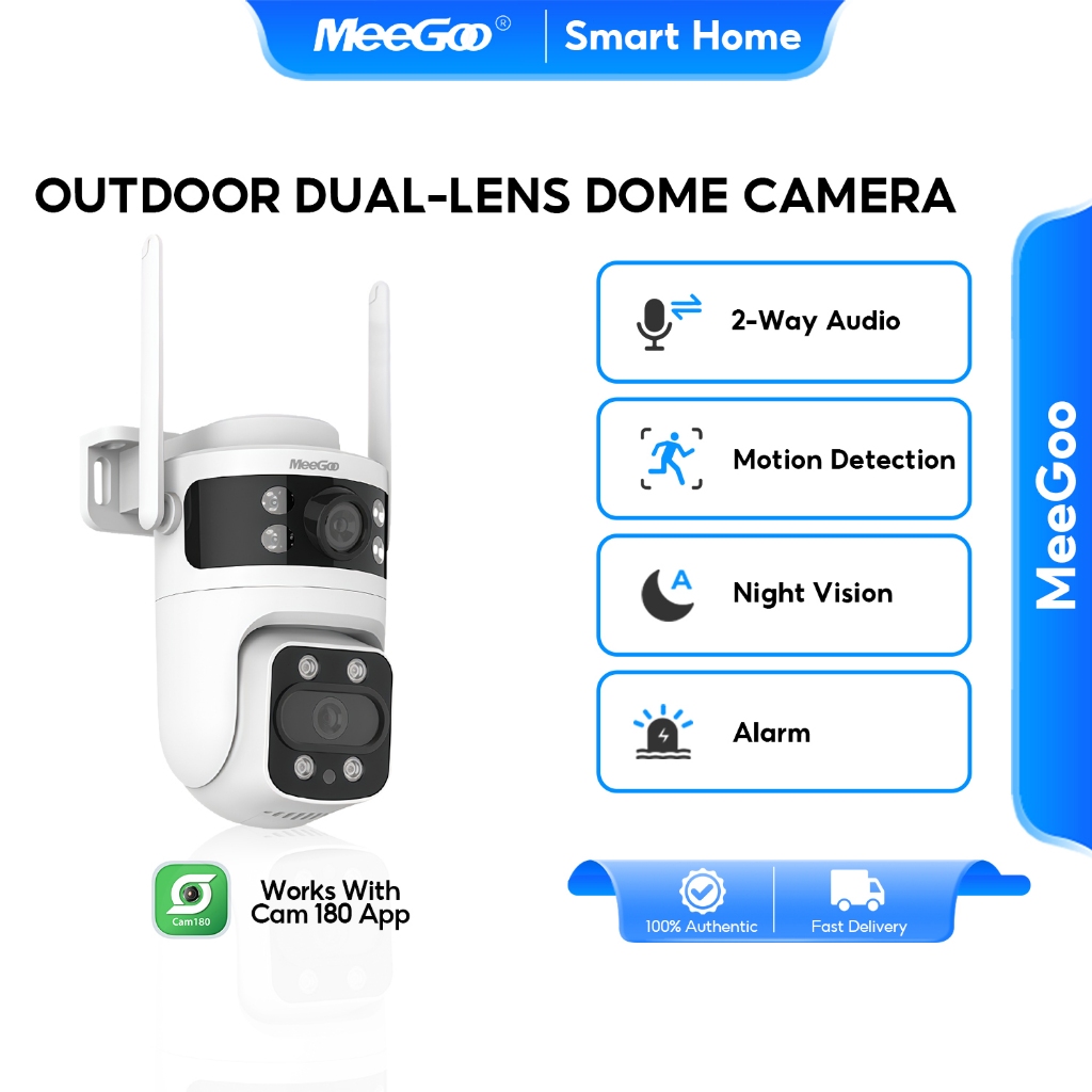 MeeGoo WiFi Outdoor Dual Camera กล้องสองเลนส์ Color Full HD IP66 กันน้ำกันฝุ่น