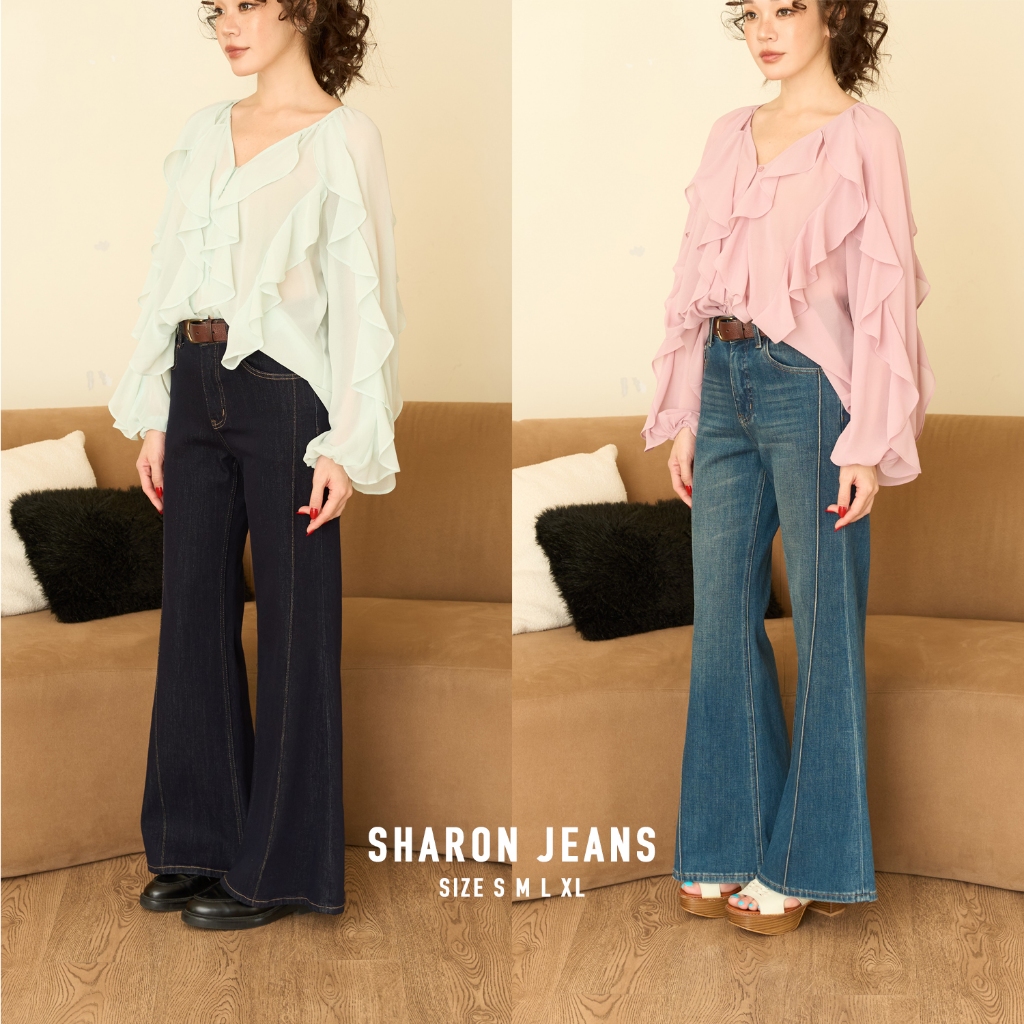 [Sharon Jeans] กางเกงยีนส์ขาม้าเทรนนี้มาแน่ ผ้ายืดนิดๆใส่สบายมากก ที่สำคัญทรงดี ใส่แล้วเพรียวสูงสุดๆไปเลย