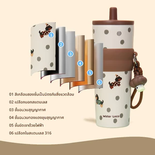 WaterLoco แก้วใส่น้ำแข็งขนาด 710 มล แก้วน้ำสแตนเลส จุขนาดใหญ่ 316 พร้อมหลอด สามารถเก็บความร้อนและความเย็นได้