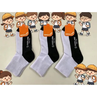 ถุงเท้านักเรียนขาวพื้นเทา รุ่น BN140 (แพ็ค12คู่, แพ็ค6คู่)Socksy, socklandอ่าน‼️