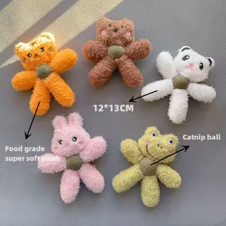 TCS ตุ๊กตาสัตว์ขนนุ่ม+บอลแคทนิป ของเล่นแมวสุดน่ารัก ตุ๊กตาแมวกัดเล่น ฟัดเพลิน