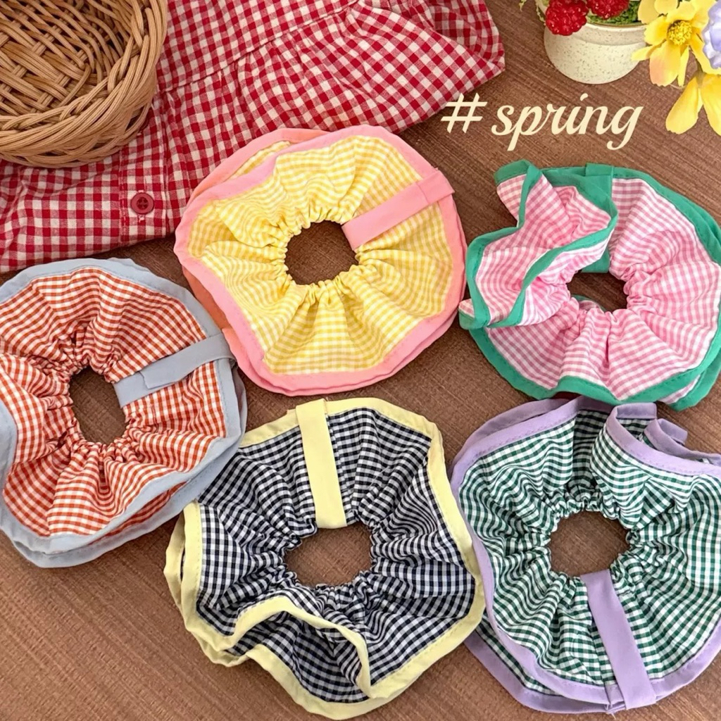 Cute 512 ยางมัดผม ยางรัดผม หนังยางลายดอกไม้สีหวาน