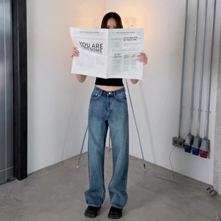 ยีนส์ Nammon Jeans NM20 กางเกงยีนส์กระบอกใหญ่เรียบเทาหม่น รุ่น Buddy honey brown - ผ้าไม่ยืด
