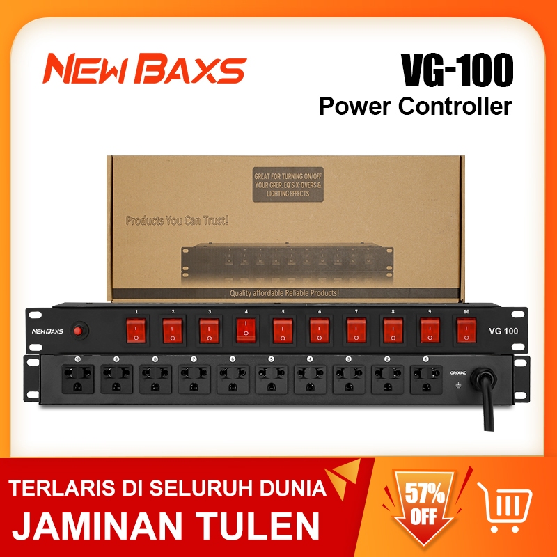 New Baxs VG100 10 ช่อง ตัวกรองไฟ การลดเสียงรบกวน ปลั๊กไฟ สวิตช์อิสระ การควบคุมลำดับไฟ การป้องกันอุปกรณ์