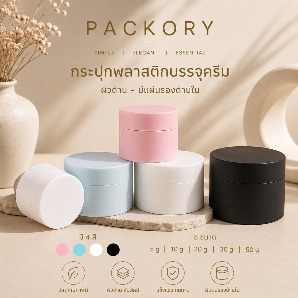 🧴 ถูกที่สุด PACKORY🧴 CG1 กระปุกครีม  ตลับใส่ครีม  5/10/15/20/30 G.