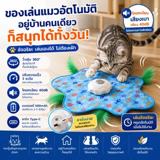 😻 แมวหยุดเล่นไม่ได้! ของเล่นแมวอัจฉริยะ วิ่งสุ่ม 360° โหมดเงียบ ชาร์จ USB Type-C ลดความเครียด เผาผลาญพลังงาน