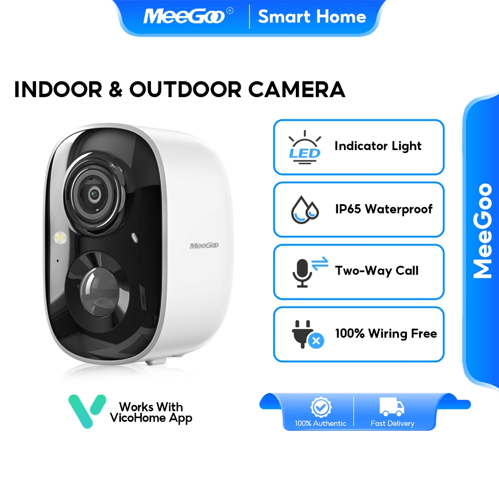 MeeGoo WiFi Wireless Camera กล้องวงจรปิดไร้สาย Outdoorกันน้ำIP65 แบตเตอรี่ในตัว Night Vision PIR