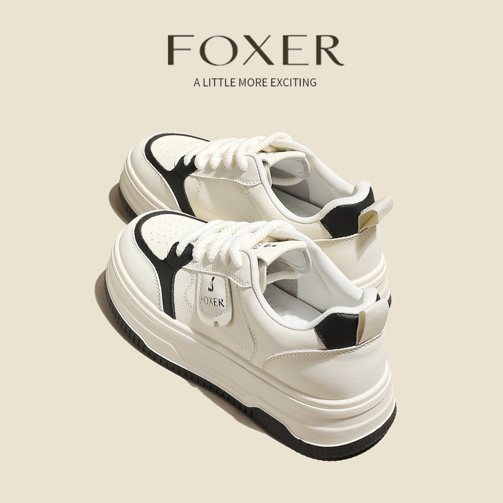FOXER รองเท้าผ้าใบผู้หญิง รองเท้าผ้าใบสีขาว สะดวกสบายและทนทาน เหมาะสำหรับโอกาสต่างๆ