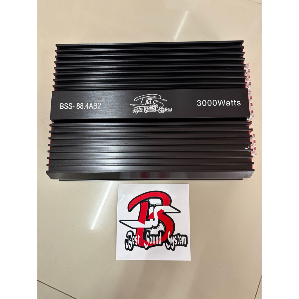 1445บาท 4Ch Class AB แอมป์ขับลำโพงกลางแหลม ติดรถยนต์ ยี่ห้อ BSS รุ่น BSS-88.4AB2