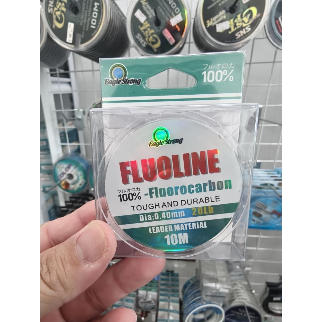 สายช๊อกFLUOLINEตกปลาช่อนกระพงปลาชะโดฟูโร100%