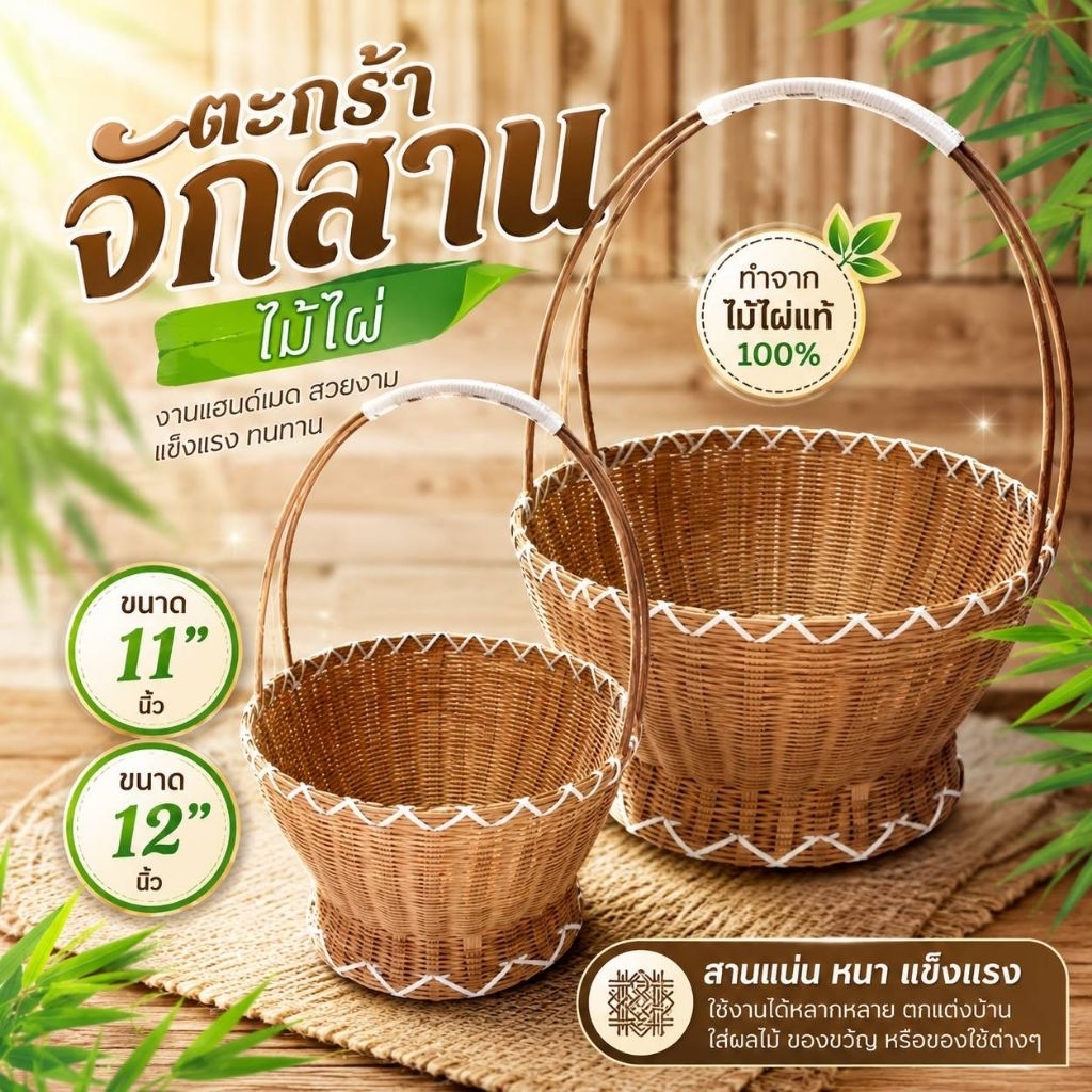 ตะกร้า ตระกร้าไม้ ตระกร้าไม้สาน ตระกร้าดอกไม้ ตระกร้าใส่ของ กระเช้าปีใหม่ ของขวัญ