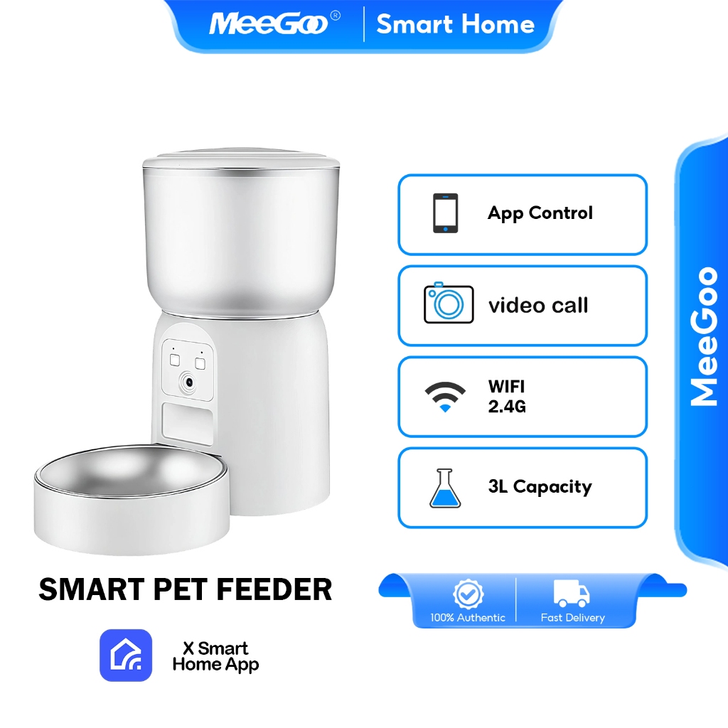 MeeGoo 3L เครื่องให้อาหารอัตโนมัติ  WiFi การควบคุม APP Smart Pet Feeder พร้อมกล้องถ่ายรูป สําหรับสุนัข แมว