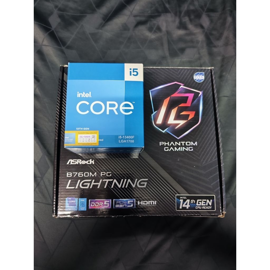 (สินค้ามือ 2) CPU Intel Core I5-13400F + Mainboard Asrock B760M PG Lightning DDR5 (หน่วยประมวลผล) (เ