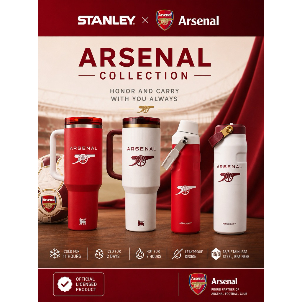 แก้ว Stanley แท้💯คอลใหม่ STANLEY x Arsenal ขนาด 40 Oz และ 25 Oz. Limited Edition 🔴⚪️