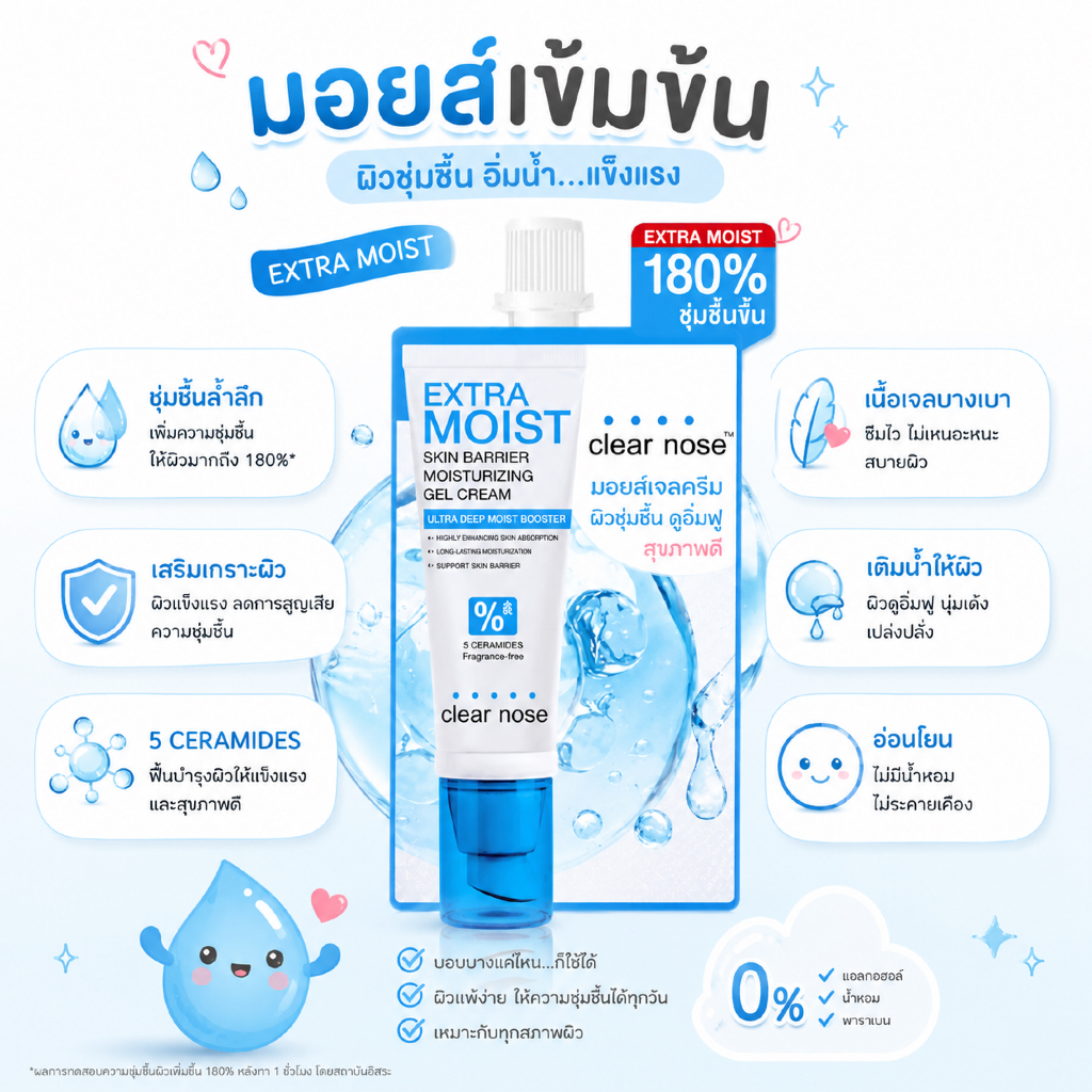 Clear Nose Extra Moist Skin Barrier Moisturizing Gel Cream มอยส์เจอไรเซอร์เนื้อเจลครีม สำหรับเติมความชุ่มชื้นและเสริมเกร