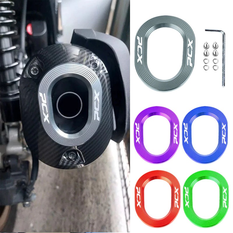 ไม่ตกสี ฝาครอบท่อไอเสีย PCX 160 PCX150 Click160 ที่ครอบปลายท่อ อลูมิเนียม CNC ไดร์สี ฝาครอบท่อไอเสีย