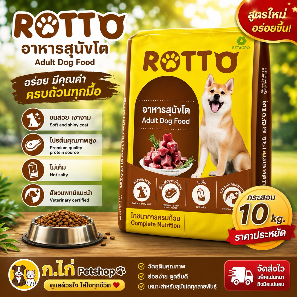 อาหารสุนัขร๊อตโต้ Rotto กระสอบ10kg.