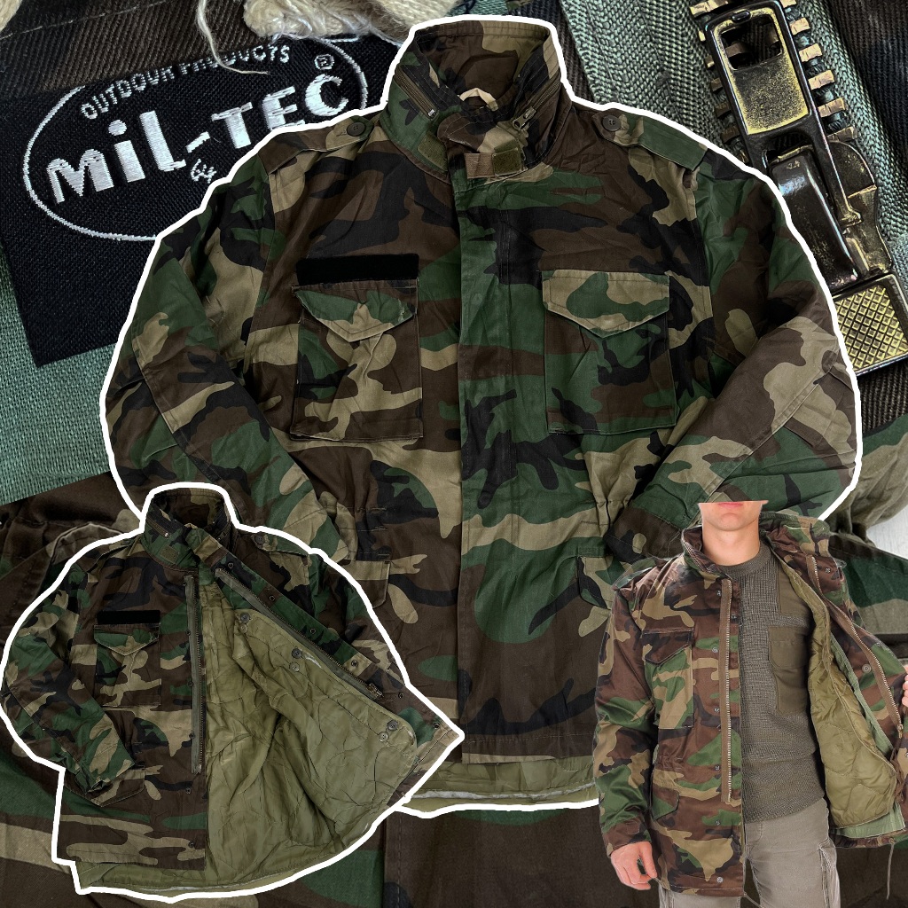 แจ็คเก็ตวินเทจ Mil-Tec M-65 Field Jacket Woodland Camo Military Style Replicas Coat แจ็คเก็ตทหาร มี 