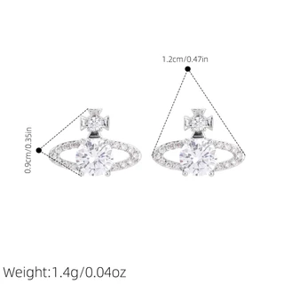 Vipalis ต่างหู Saturn Sparkle CZ Earrings Silver 925