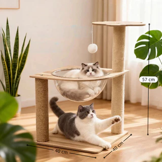 [พร้อมส่ง]🐱 คอนโดแมว ที่นอนแมว 2 ชั้น หลุมแมว แคปซูลใส เตียงแมว เสาลับเล็บแมว แข็งแรง ไม่ล้ม