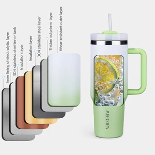 MEECOPA กระบอกน้ำเก็บอุณหภูมิ 1200ml สแตนเลส304 เก็บเย็น12ชม กันรั่ว 2ฝาใช้ได้ ทรงใส่ที่วางแก้วในรถ ใช้กลางแจ้ง/ขับรถ