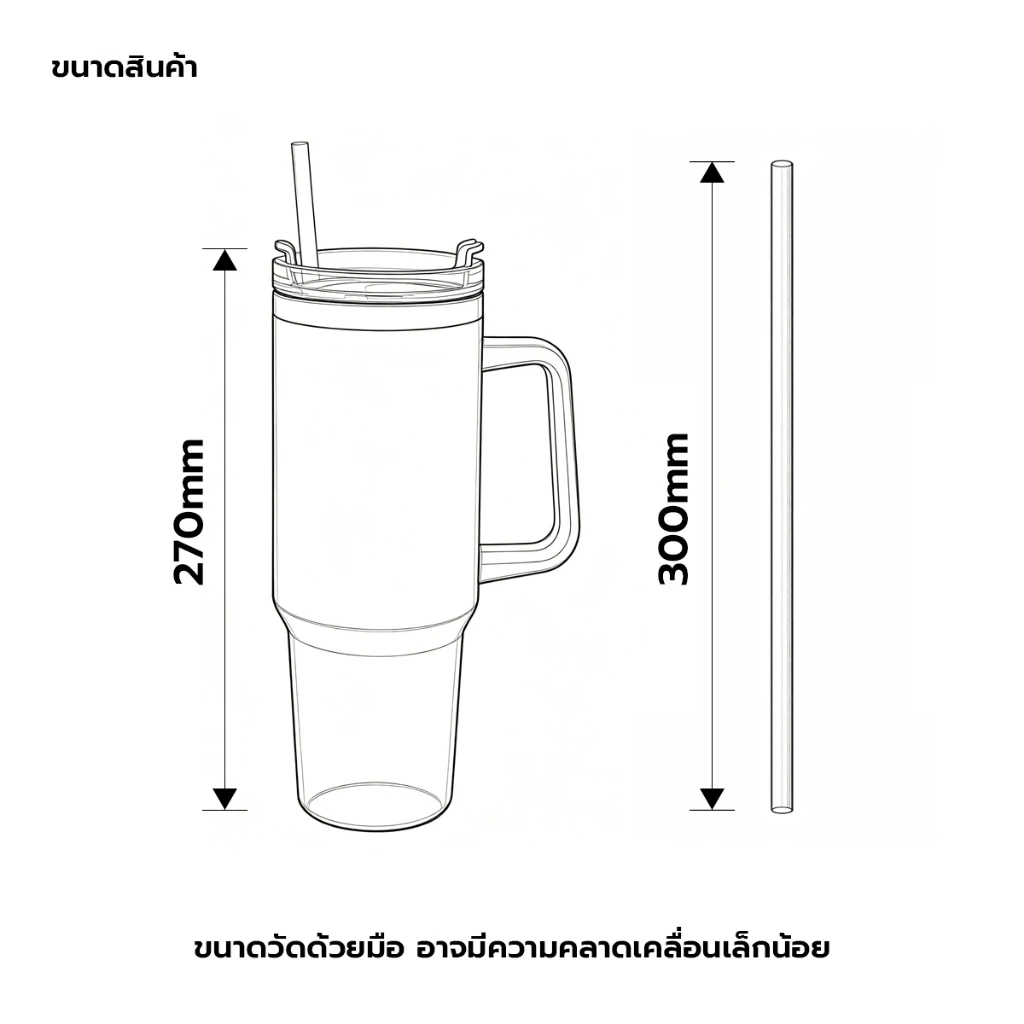 แก้วเก็บอุณหภูมิร้อน-เย็น กระติกน้ําสูญญากาศ ถ้วยน้ําฟางความจุขนาดใหญ่ มีให้เลือก 5 สี 304 สแตนเลสขวดน้ําเก็บความเย็น thumbnail 7