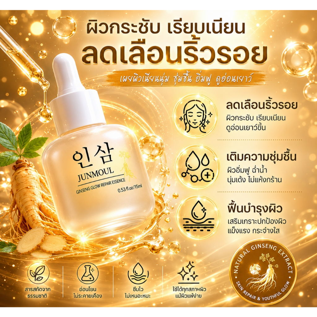 ดาราแนะนำ เซรั่มบำรุงผิวหน้า รากโสม ขนาด 15 มล.เซรั่มบำรุงผิวหน้า ฟื้นฟูผิว แอดวานซ์ ไวท์เทนนิ่ง เซรั่ม กระจ่างใส