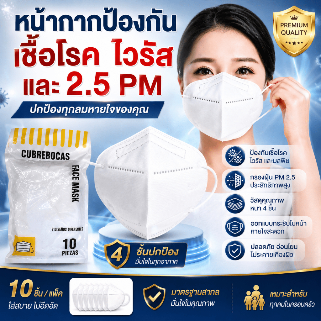 N95 Mask ป้องกันเชื้อโรค ไวรัส และ 2.5 pm / 1493