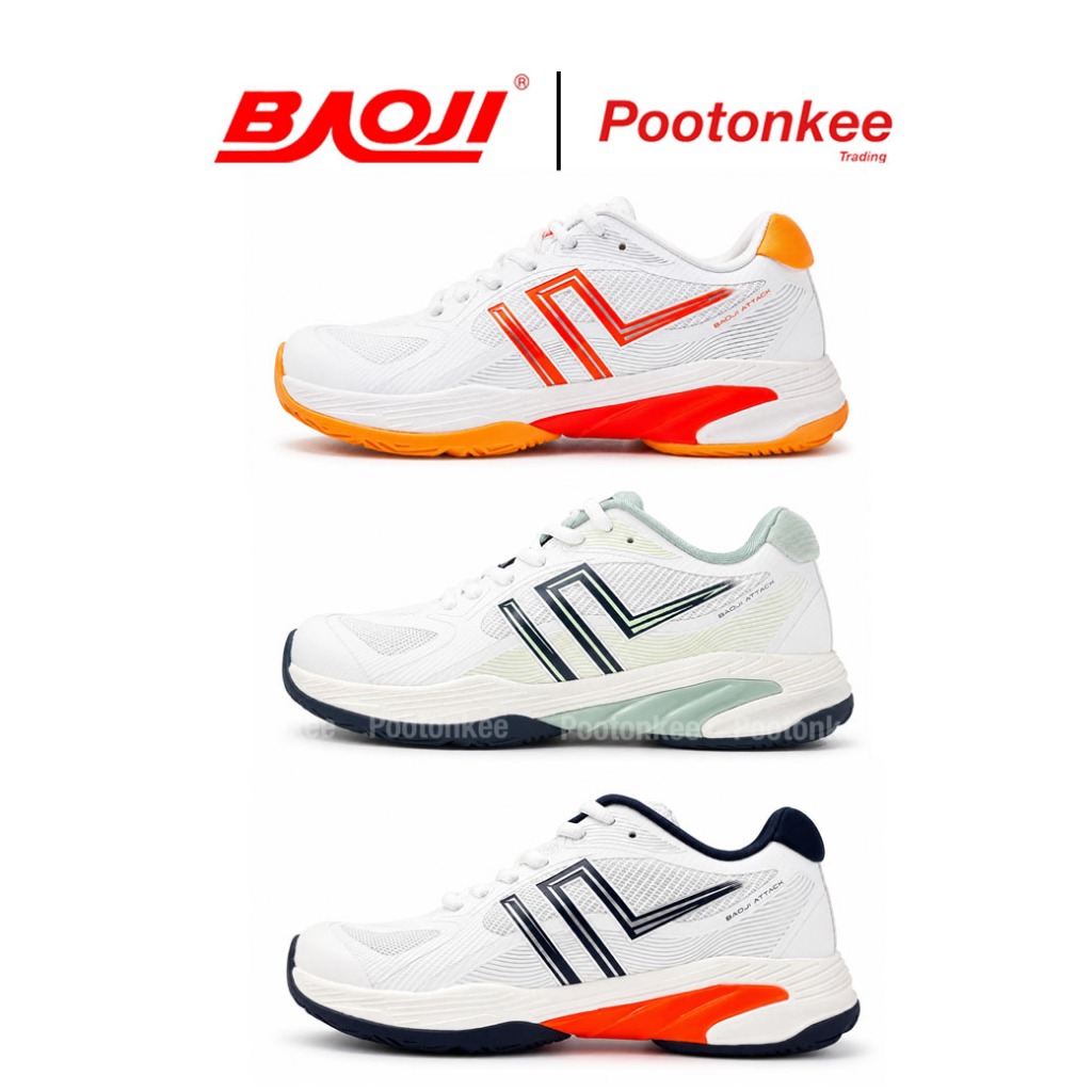 Baoji Badminton shoe BJM 977 รองเท้าผ้าใบบาโอจิ รองเท้าแบดมินตัน ผูกเชือก ไซส์ 41-45