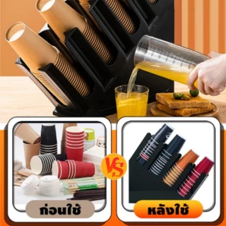 ที่ใส่แก้วกาแฟ 4 ช่อง ที่วางแก้วกระดาษ วัสดุพลาสติกหนา สีดำ / สีแดง