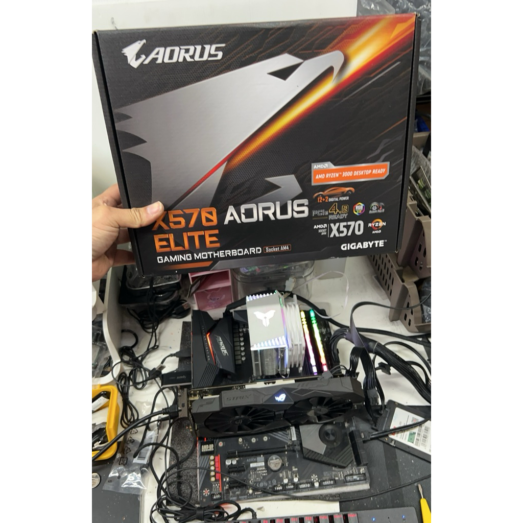 MAINBOARD (เมนบอร์ด) AM4 GIGABYTE X570 AORUS ELITE  ไม่มีกล่อง ใช้งานปกติ ประกันร้าน