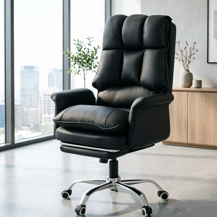 F&G เก้าอี้สำนักงาน เก้าอี้คอม Office Chair เก้าอี้ทำงานปรับนอนได้ มีที่วางเท้าในตัว หมุน ได้360°