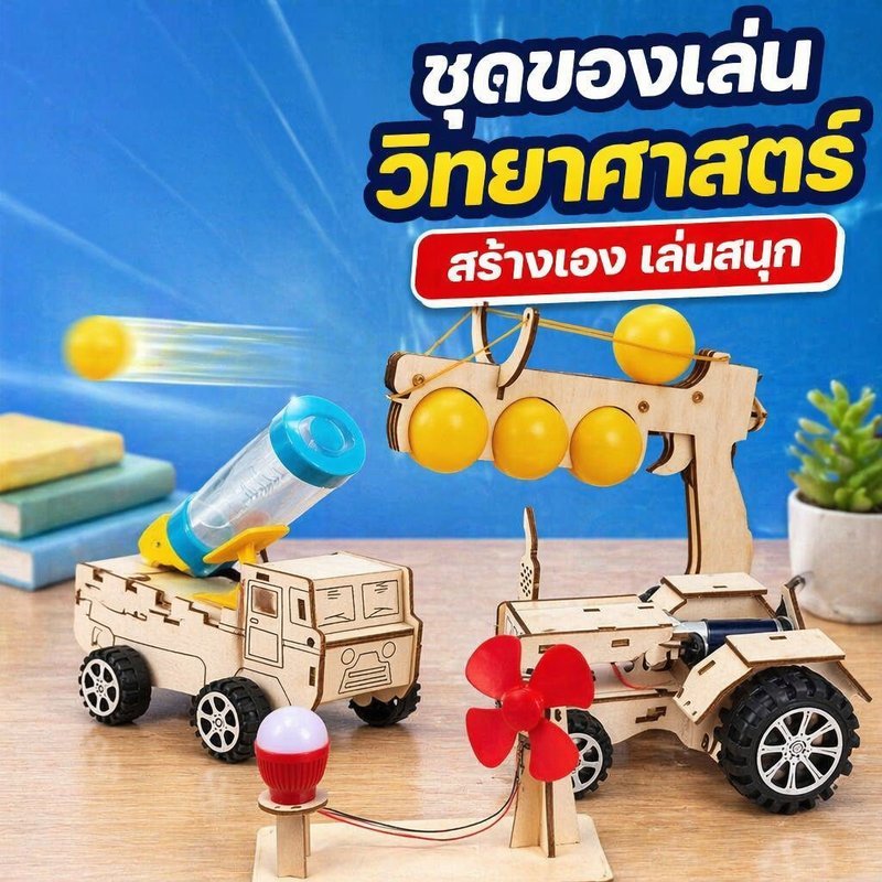 ของเล่นวิทยาศาสตร์ diy ชุดทดลอง stem รถจรวด รถแทรกเตอร์ ยิงปิงปอง ประกอบเอง เด็กนักเรียน