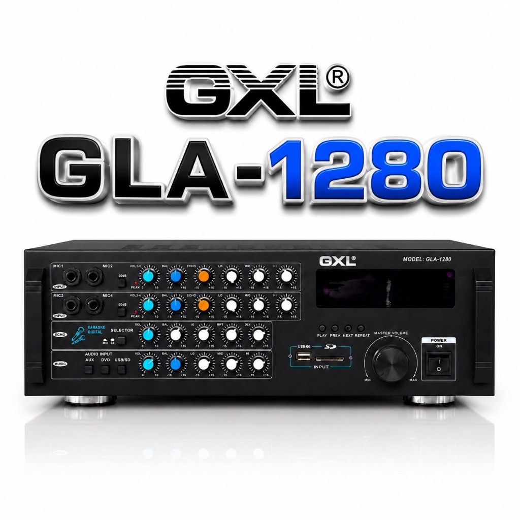 GXL GLA-1280 แอมป์คาราโอเกะ กำลังขับ 2×100W รองรับ USB