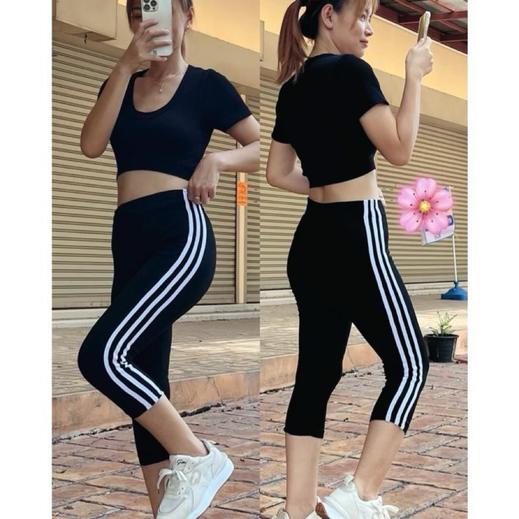 กางเกงเลกกิ้งขา7ส่วน แถบข้าง3เส้น เนื้อผ้ายืดได้เยอะ ผ้าดีหนานุ่ม ใส่สบาย คนอ้วน อวบผมใส่ได้สบาย รหัส 2176