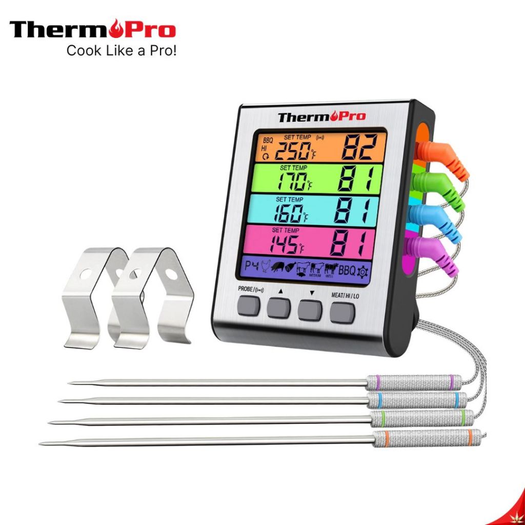 ThermoPro TP-17H เครื่องวัดอุณหภูมิอาหารดิจิทัลแบบเสียบค้าง [4-Probe Leave-In Meat] รุ่น TP-17H