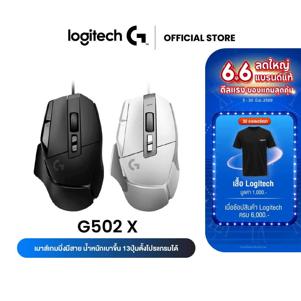 Logitech G502 X Gaming Mouse (เมาส์เกมมิ่ง สวิตช์ไฮบริดออปติคอล-แมกคานิคอล LIGHTFORCE รุ่นแรก)