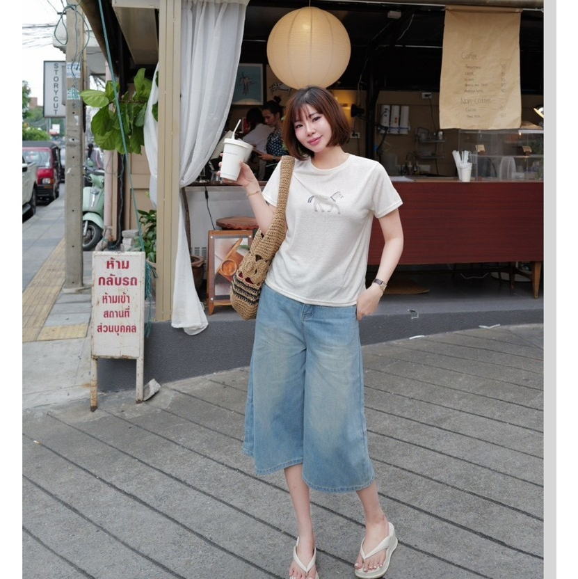 A710 Aero Jeans  กก.ยีนส์ขาสั้น 5 ส่วน ป้ายYQ