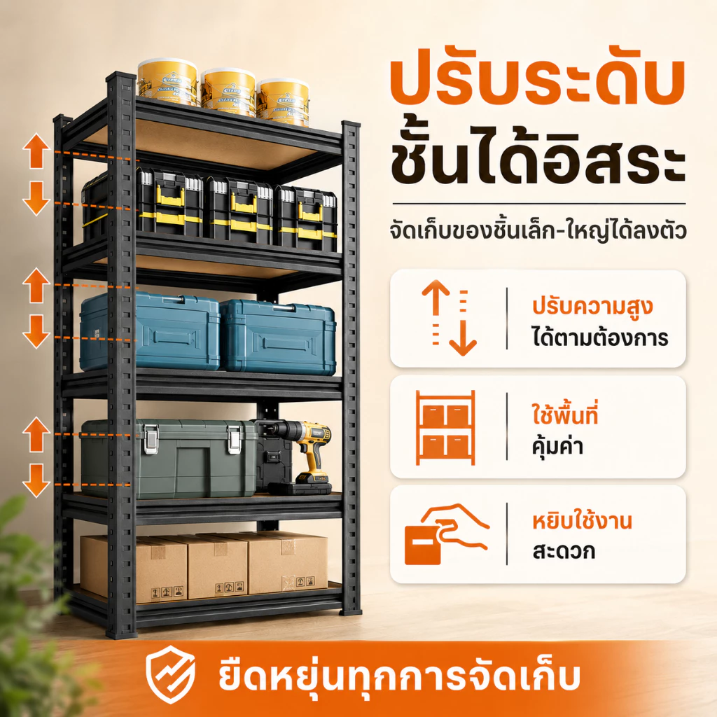 ชั้นวางของ ชั้นวางของเหล็ก ชั้นวาง ใหญ่3-6ชั้น สแตนเลส+ไม้900กก.เลือกได้หลายขนาด ชั้นวางของชั้นเหล็ก thumbnail 6