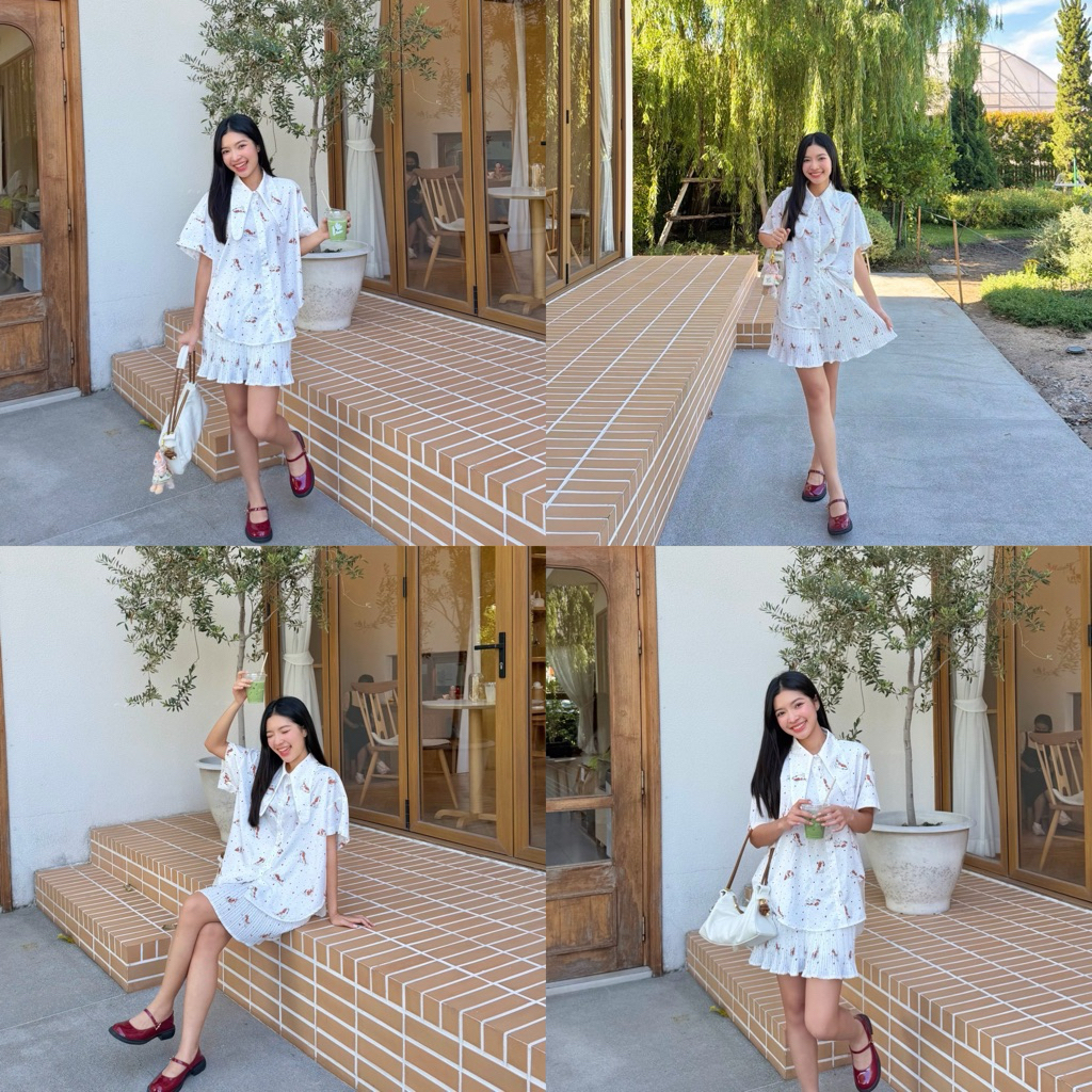 Sawat bt Rabbit  set สินค้าใหม่ พร้อมส่งค่า มาตามคำเรียกร้องน่าสาวๆ ตัวเสื้อoversize ปกหูกระต่ายน.