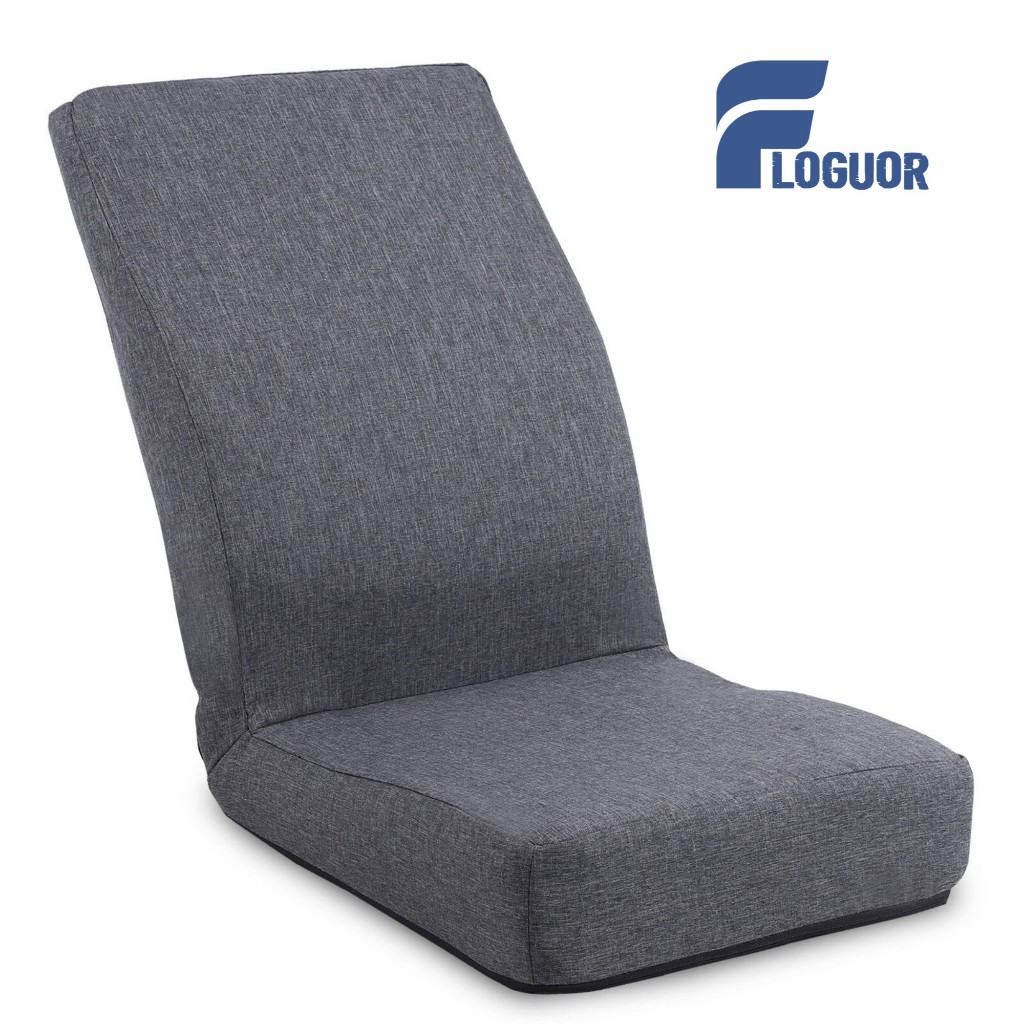 FLOGUOR DBSFD-8856 เก้าอี้พื้นพับได้ ปรับเอน 6 ระดับ พนักพิงสูง สีเทา