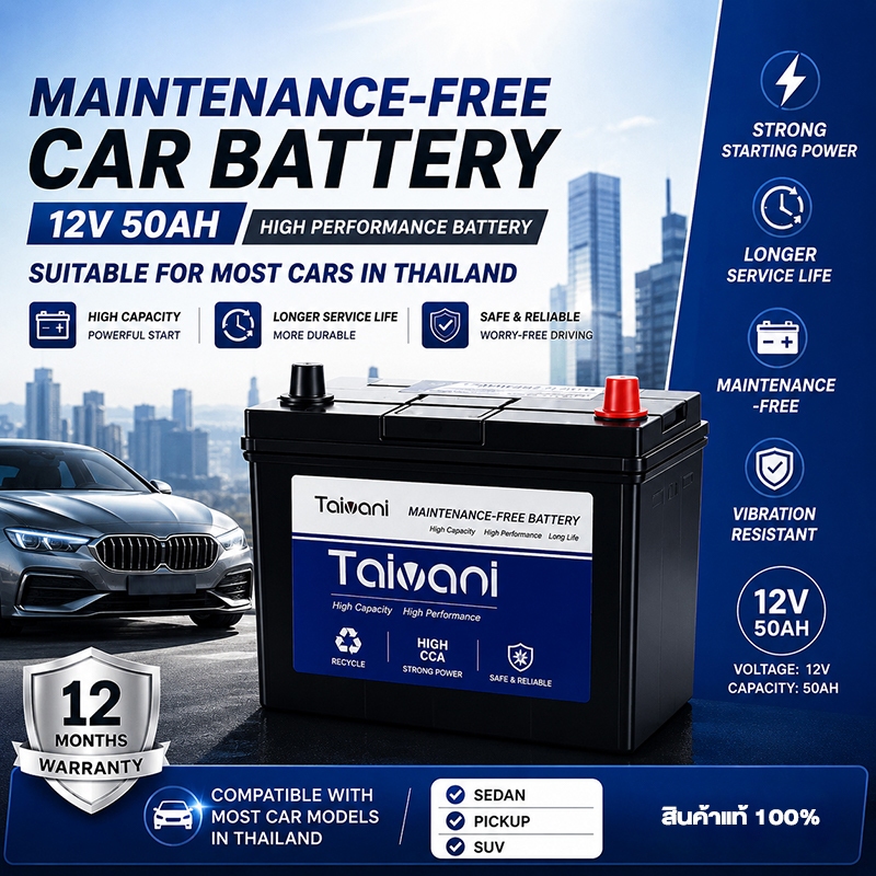 รุ่น MFX-60L/R Battery แบตเตอรี่รถยนต์ 50 แอมป์ CCA.480 แบตรถยนต์ ไฟแรง แท้ ไม่ต้องเติมน้ำ พร้อมใช้ มีการรับประกัน
