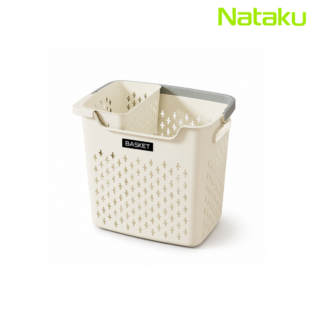 Nataku ตะกร้าใส่ผ้า ตะกร้ามินิมอล ตะกร้าใส่เสื้อผ้า ตะกร้าพลาสติกใส่ผ้า basket แข็งแรง ทนทาน รองรับน้ำหนักได้ดี