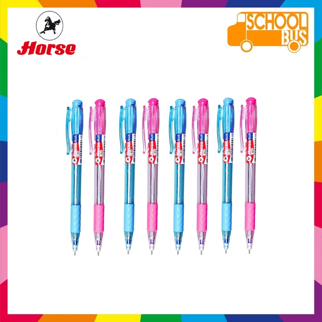 ปากกาลูกลื่น HORSE ตราม้า แบบกด 0.7 mm. H-803 Ballpoint Pen