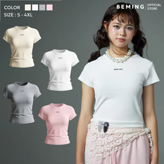 Bemingtop1154(S-4XL) - Suri BabyTee - เสื้อเบบี้ทีทรงเข้ารูปดีเทลโลโก้ BEMING ปักนูน
